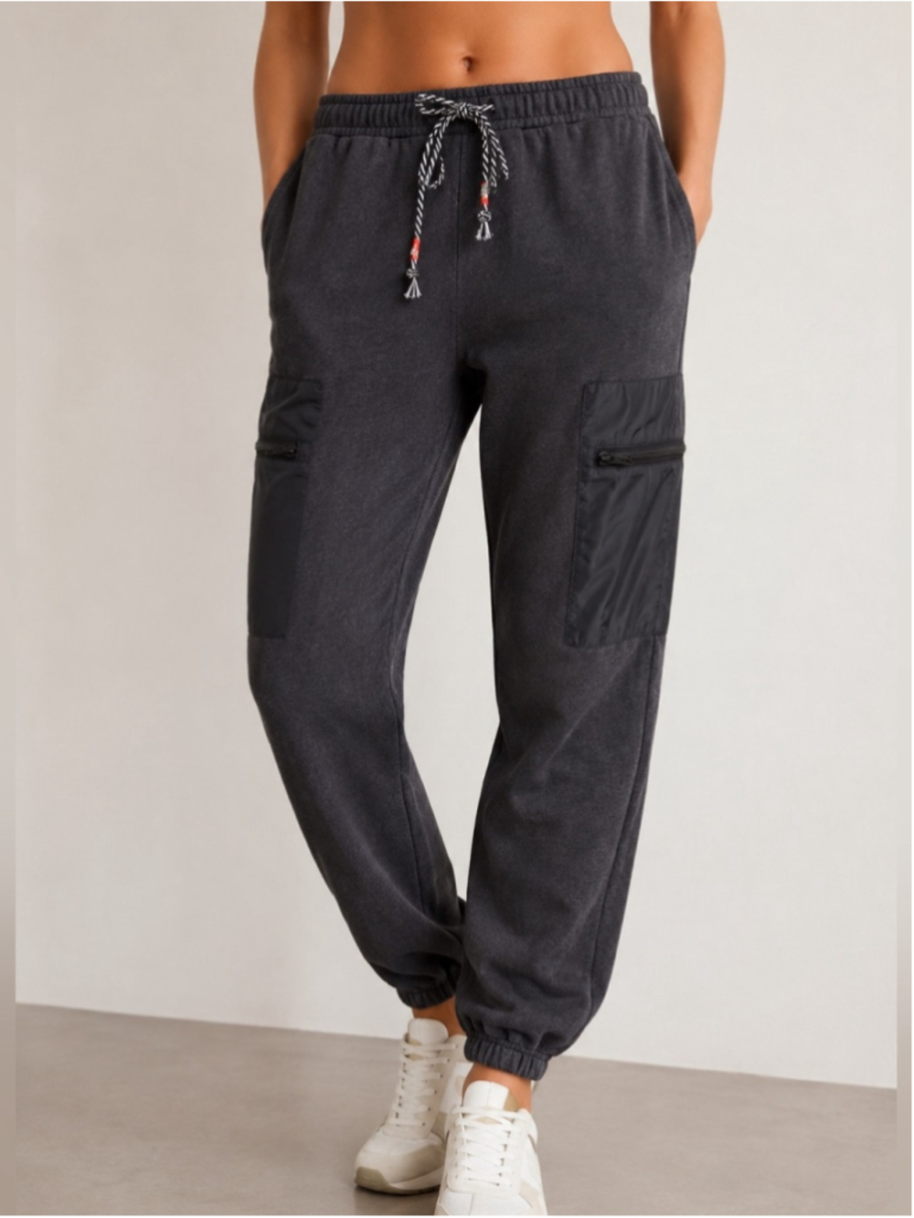 Sundry for Anthropologie Cargo Sweatpants Sz XS Washed Black NWT